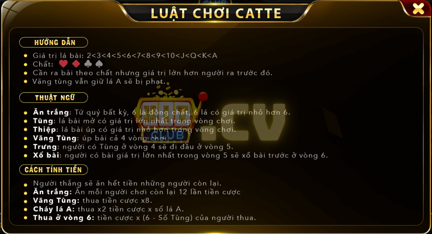 Luật chơi Catte HitClub