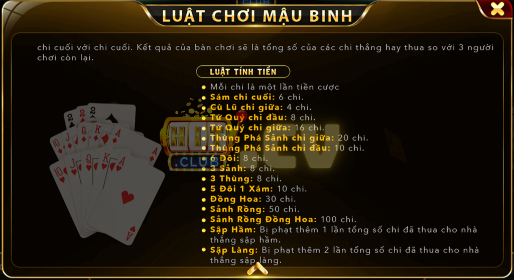 Luật chơi Mậu Binh HitClub