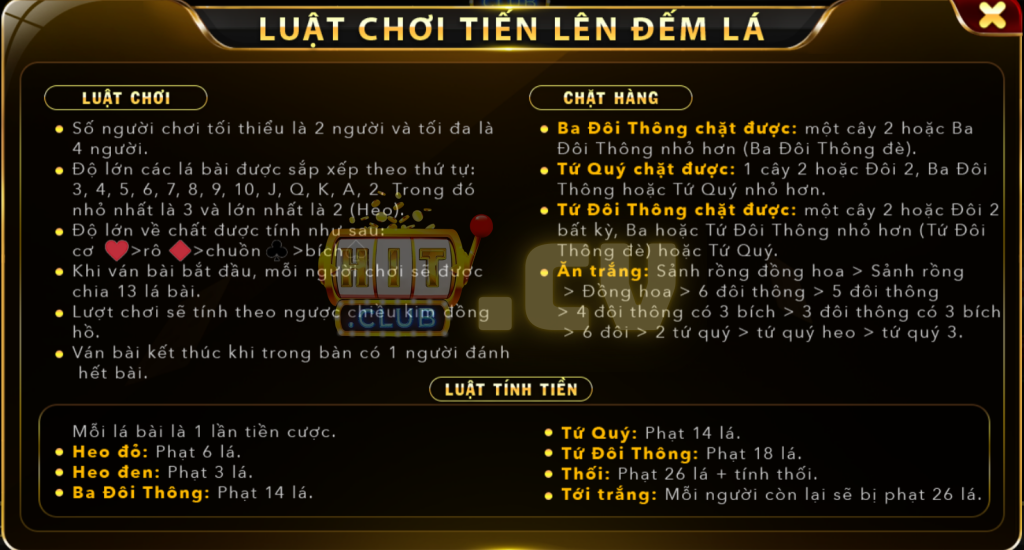 Luật chơi Tiến lên đếm lá HitClub